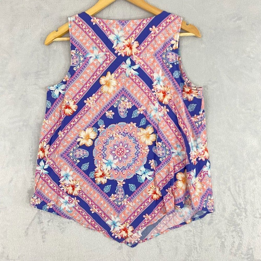 J. Jill Multicolor Floral Print Sleeveless Shirt Top Blouse Size Small Petite PS - Picture 2 of 13
